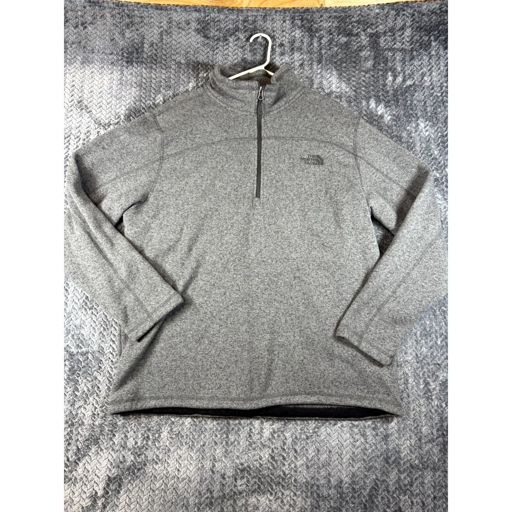 The North Face Sweatshirt Mens 2XL Gray Sherpa Lined Cozy Mock Neck Quarter Zip